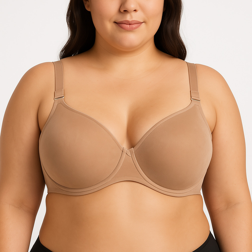 IZOD Beige Padded Underwire Adjustable Straps‎ Velvet Micro Womens Bra Size 42DD
